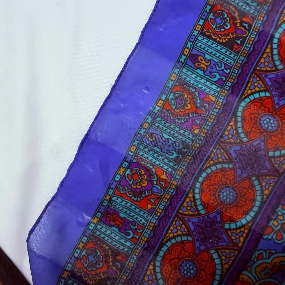 Vintage Colorful Medallion Square Handkerchief Scarf